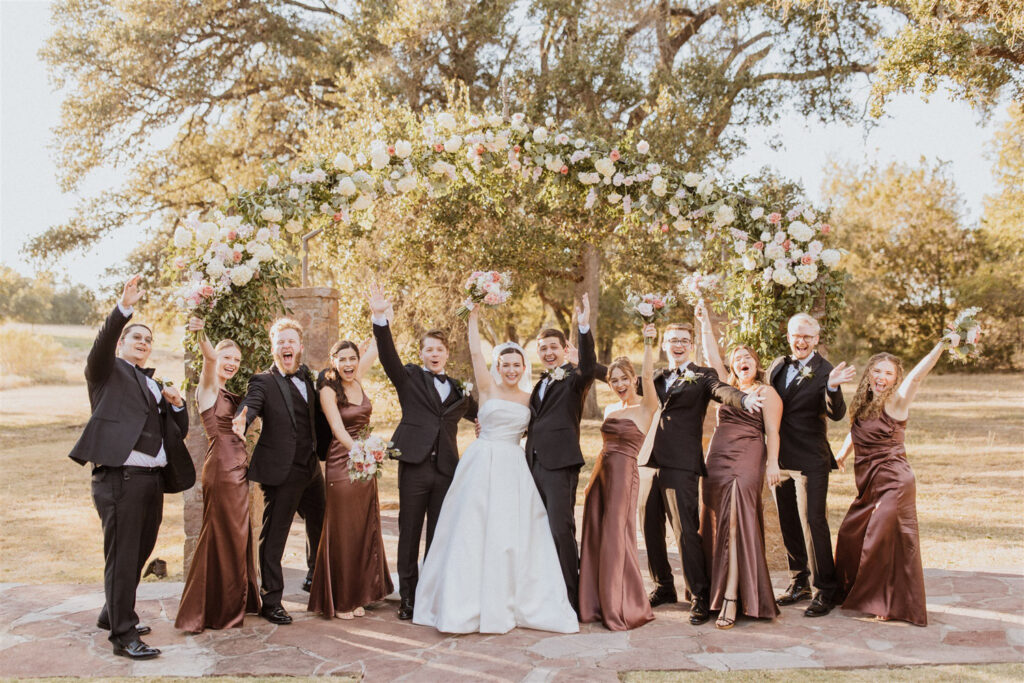 Joyful wedding party celebration