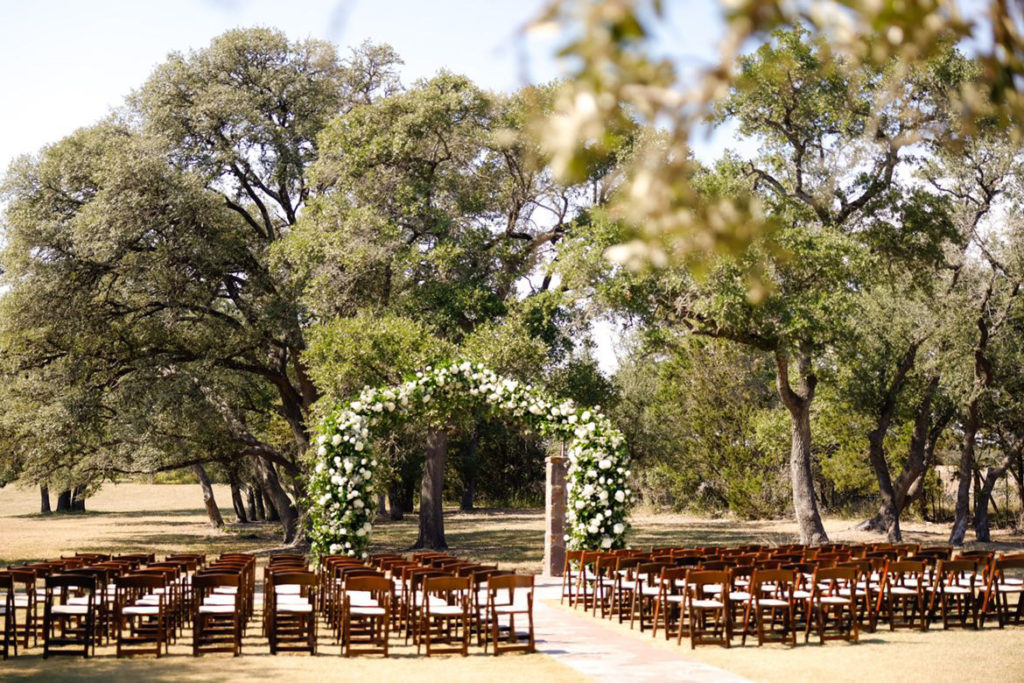 Outdoor wedding reception at Ma Maison in Dripping Springs, Texas