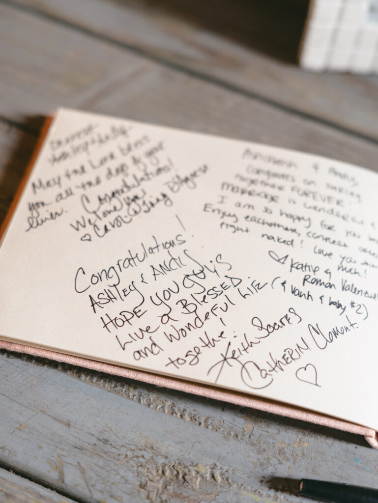 Wedding guestbook with handwritten messages