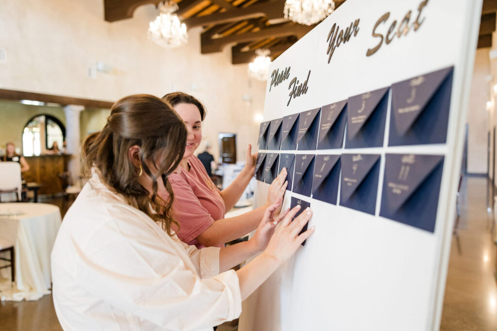 Guests arranging seating chart