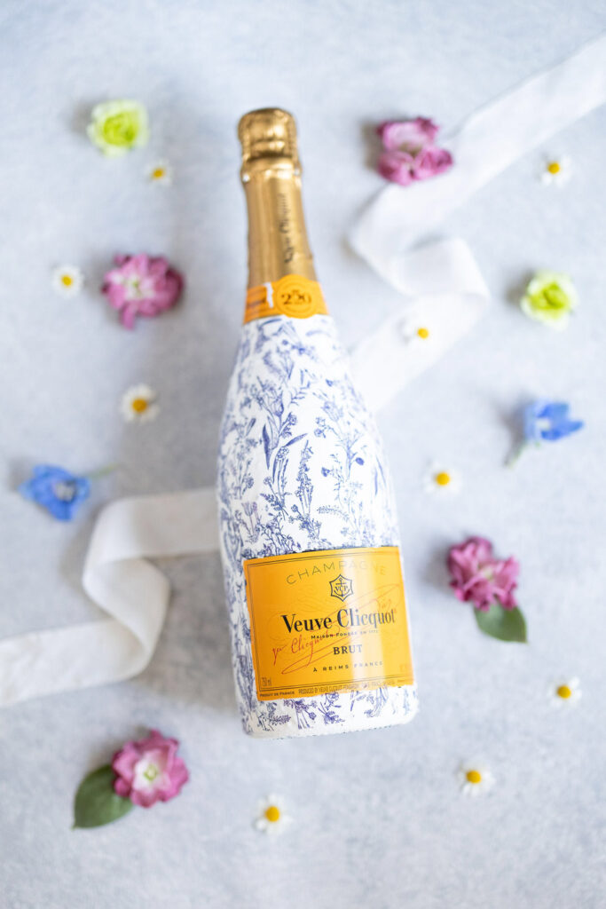 Champagne bottle flatlay style