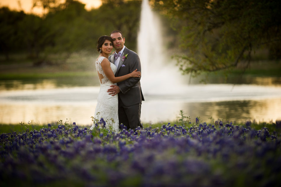 Bluebonnets, indian paintbrushes and purple coneflowers at wedding