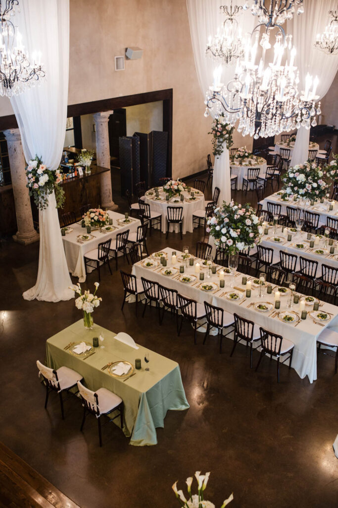 Example of an organized seating arrangement for a 150-guest wedding at Ma Maison