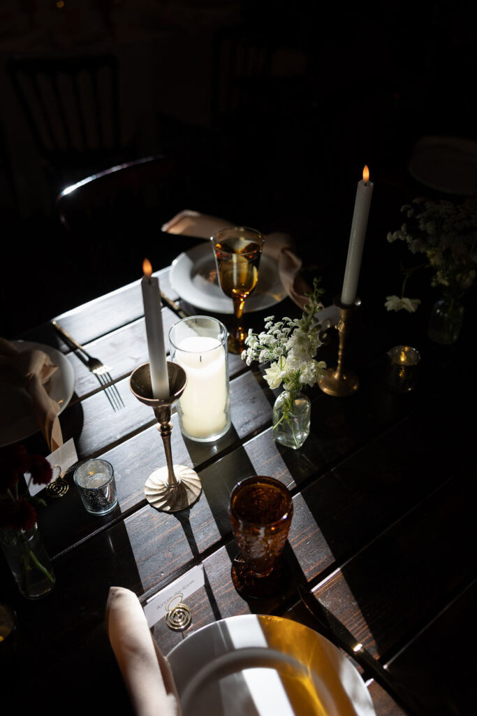 tablescape with cool shadow at Ma Maison wedding venue