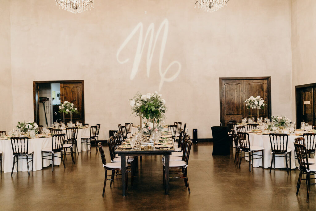 Classic indoor reception celebration design at the Best Intimate Wedding Venues Near Dallas