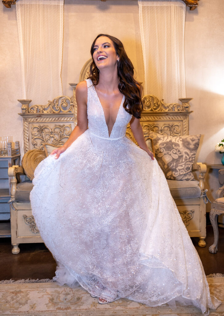 Bride smiling in wedding gown