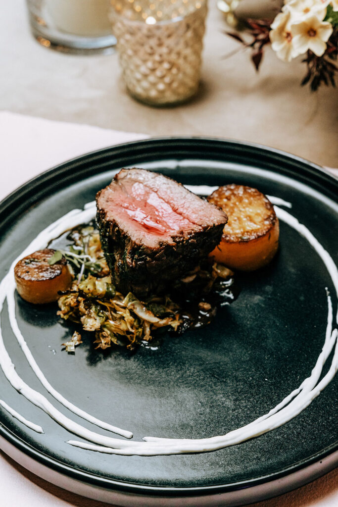 Perfectly Seared Filet Mignon Wedding Entrée by Austin’s Best Caterers