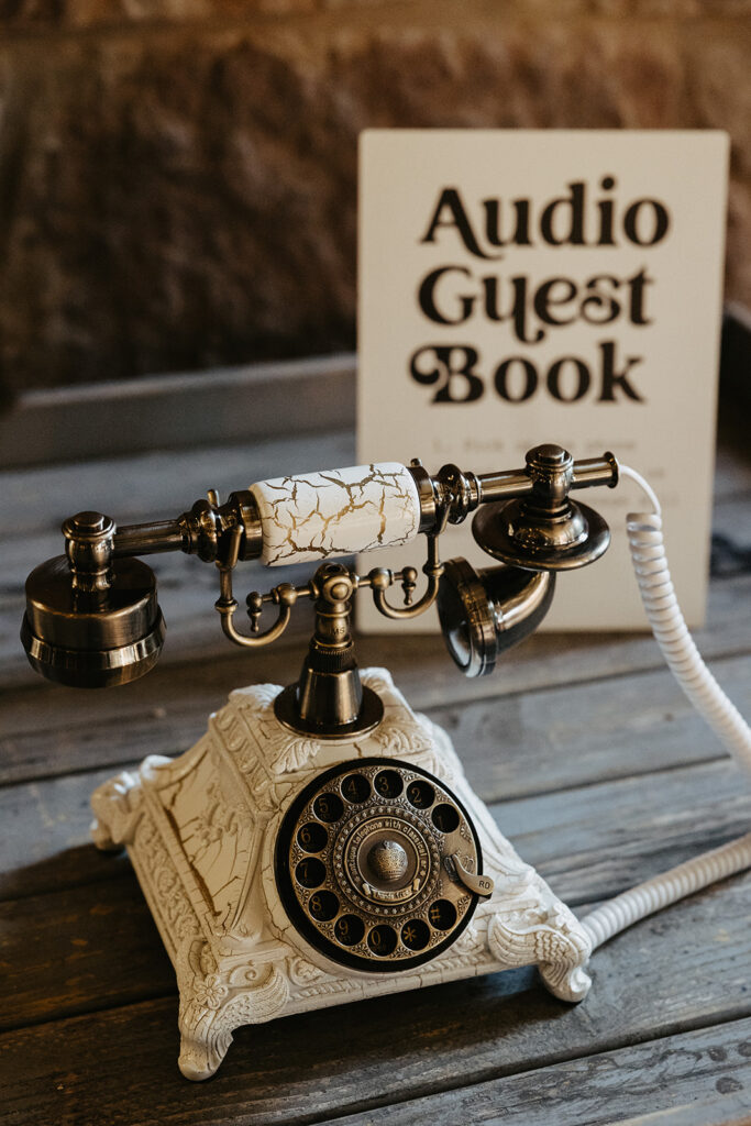 Vintage telephone audio guestbook for wedding messages