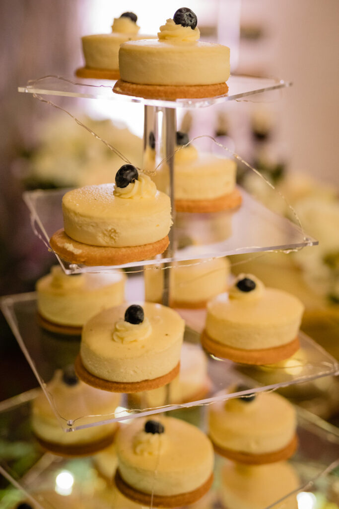 mini cheesecakes at wedding reception