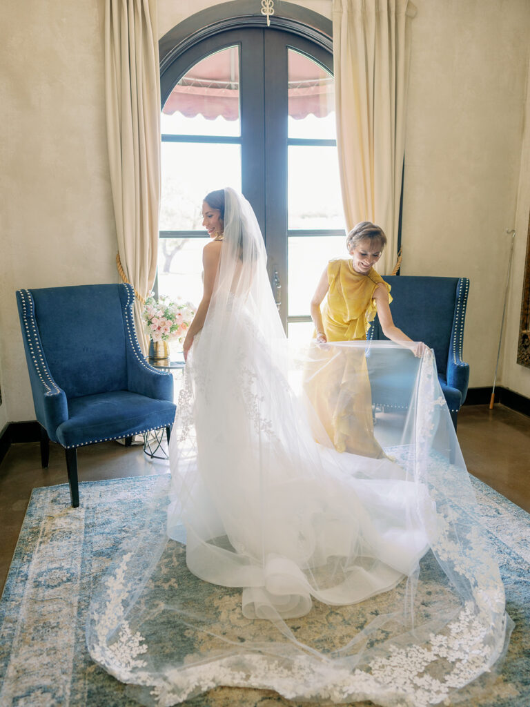 bride and mother of the bride in bridal suite at Ma Maison
