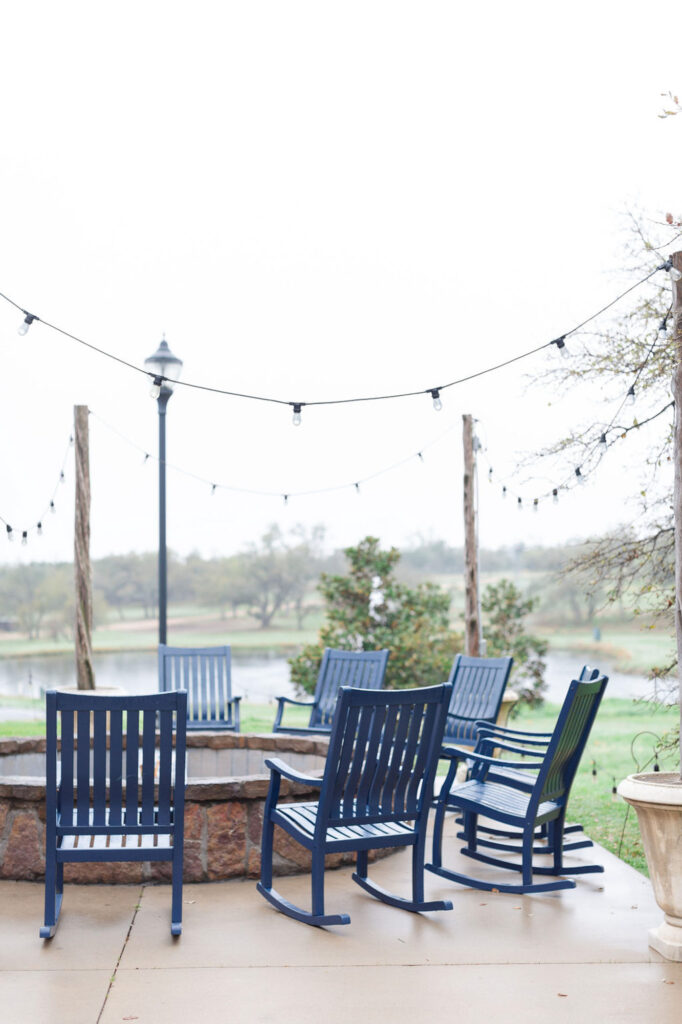 lawn chairs and a fire pit at Ma Maison, a wedding venue in TX