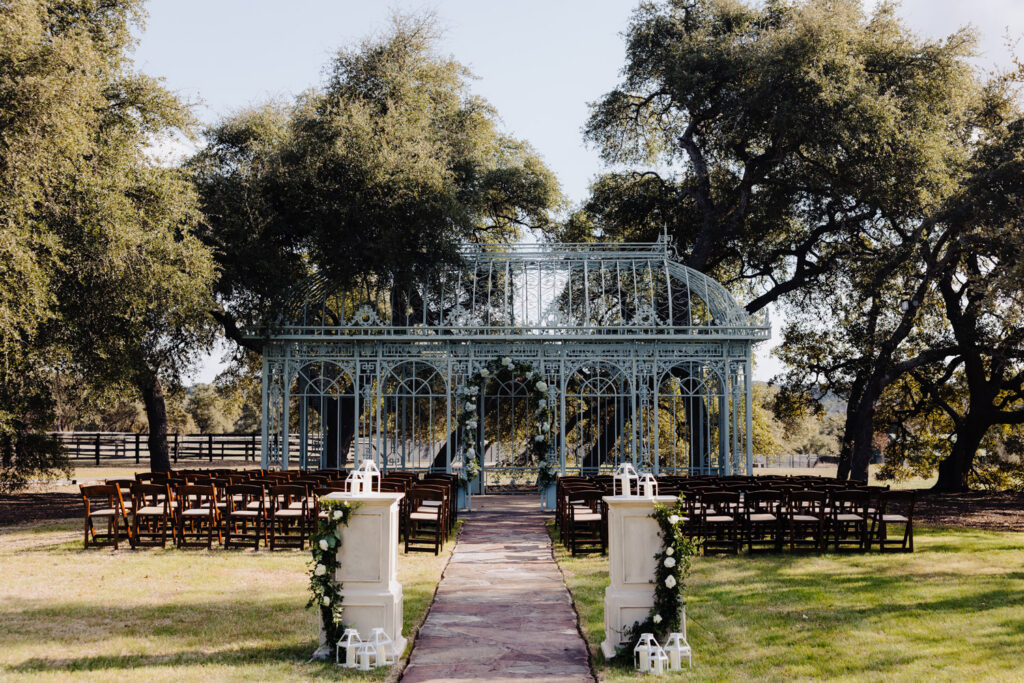 Outdoor ceremony setup at the Green Cathedral