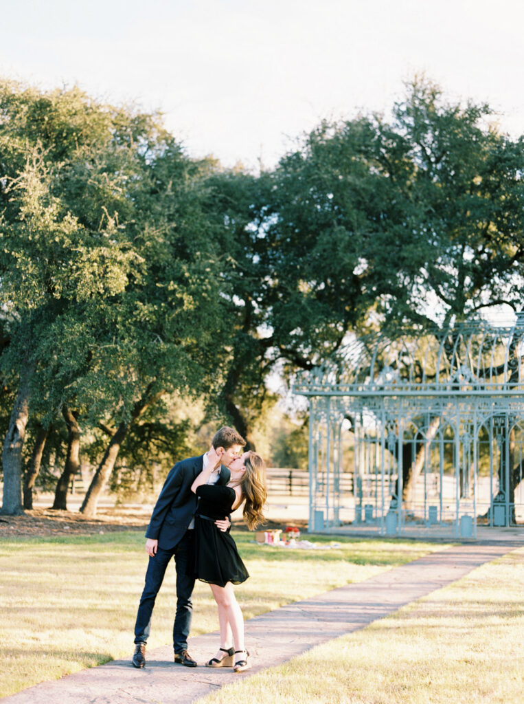 Romantic kiss during a quiet proposal