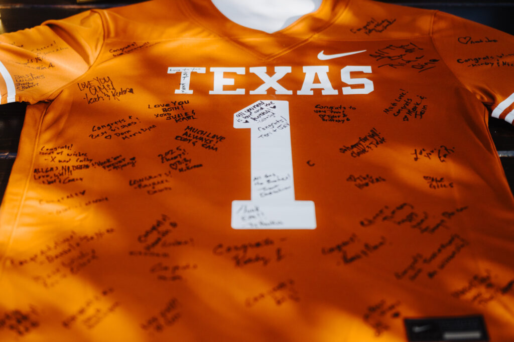 Custom Texas jersey guestbook as a unique wedding idea
