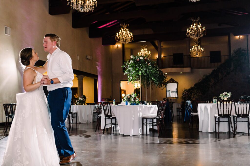 couple dances at wedding in Dripping Springs Texas