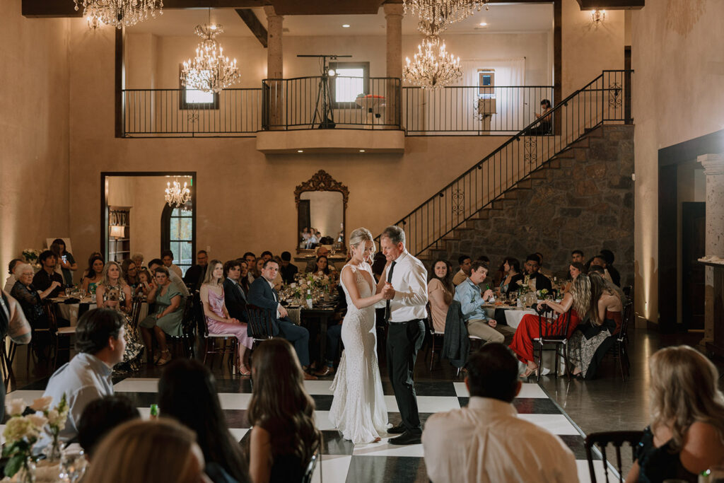 Bride dancing with her father at a reception organized by a trusted Wedding Planner in Austin.