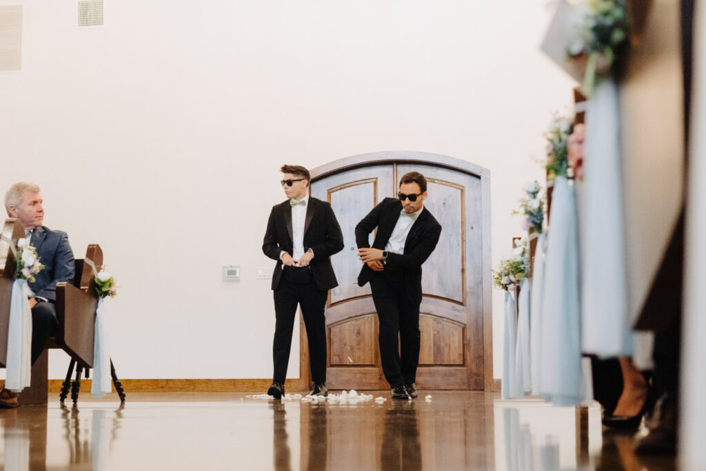 Funny flowers boys having fun tossing flowers