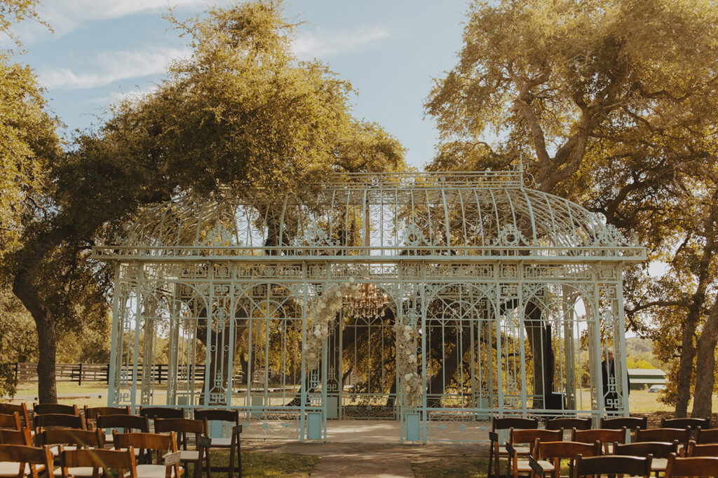 Ma Maison’s iconic iron gazebo set for an outdoor ceremony