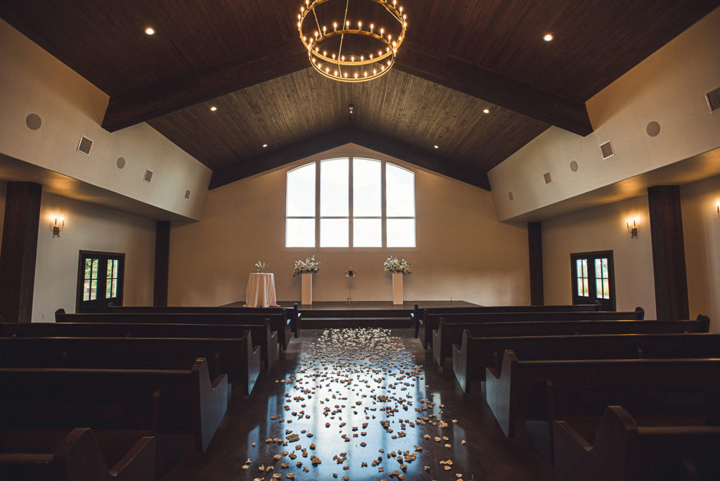 Inside the chapel at the Ma Maison Texas wedding venue making it one of the best places to get married in Texas