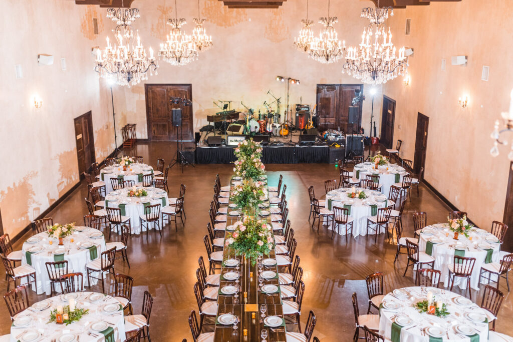 Ballroom reception setup with chandeliers as inspiration