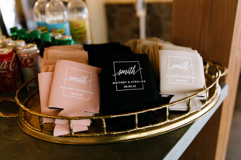 personalized koozies for wedding details