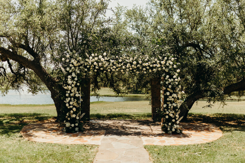 Romantic ceremony setup highlighting Austin's luxury wedding venues with a $50,000 budget.