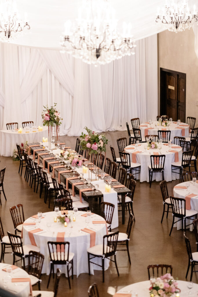 Classic reception setup at luxury venue, inspiration for wedding venues in Dallas